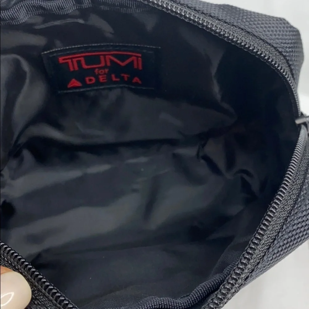 Tumi Black Zippered Pouch with Eye Mask New